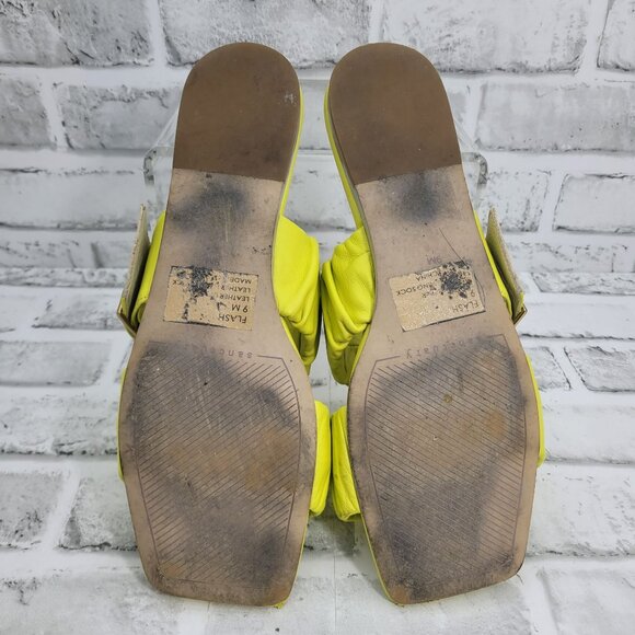 Anthropologie Sanctuary The Flash Flat Sunny Yellow Chartreuse Sandal Sz 9 READ - Picture 4 of 5